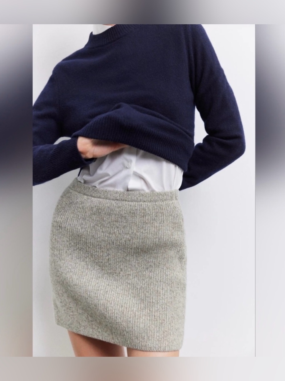 Zara NWT Ribbed Mini Skirt in Heather Gray